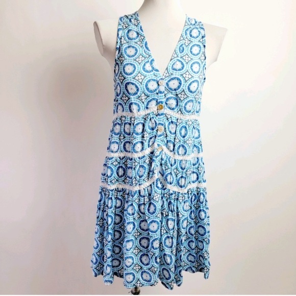 Tiare Hawaii blue lighthouse mini dress coverup one size - Picture 4 of 14
